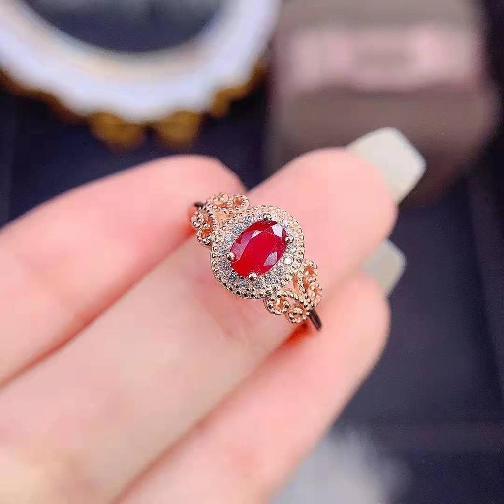 Ruby Women's Fashion Bracelet Zircon Crystal Retro Simple Rose Ring