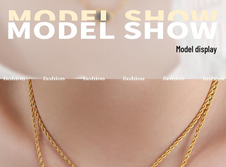 18K Gold Titanium Steel Twist Chain Pendant Necklace - Retro Hip Hop Clavicle Jewelry for Women