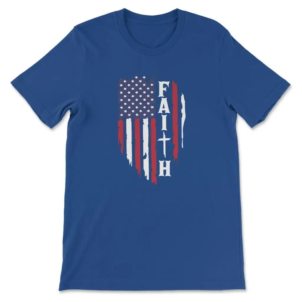 Faith American Flag TShirt Mens and Womens Short Sleeve Cotton Tees Luxury Brand Shirt Oversize Tops Summer Men Clothing