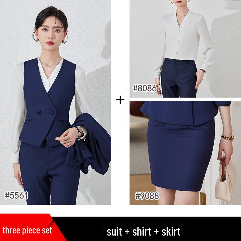 Women's 2024 Black Professional Sleeveless Vest & Pants Set for Hotel Manager