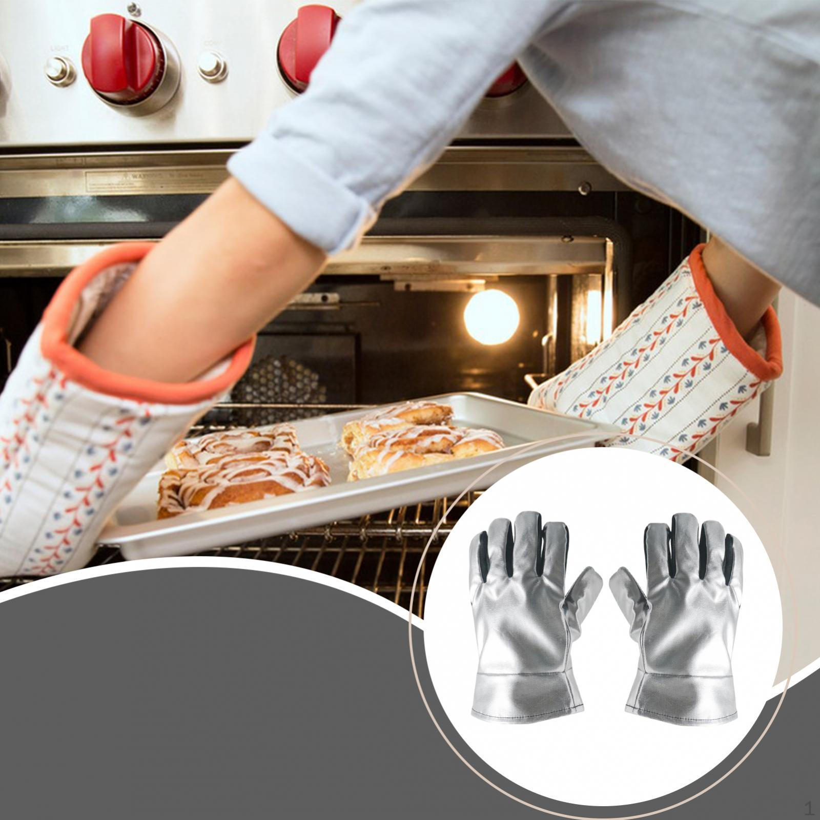 

Heat Resistant Welding Gloves,Aluminum Foil Mitts Flame Retardant Welder Mitten Work Gloves for BBQ