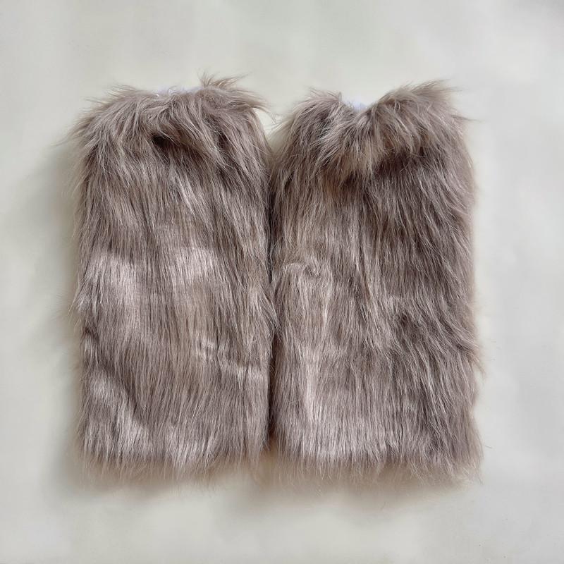 Y2K Faux Fur Fluffy Leg Warmers: Retro Scrunch Socks & Boot Covers for Fall/Winter