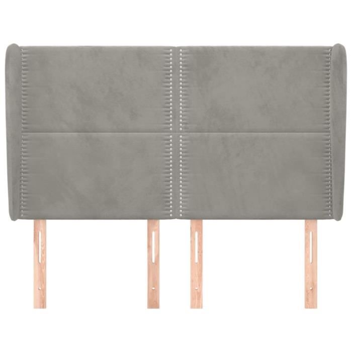 VidaXL Tête de lit avec oreilles Gris clair 147x23x118-128 cm Velours3117864