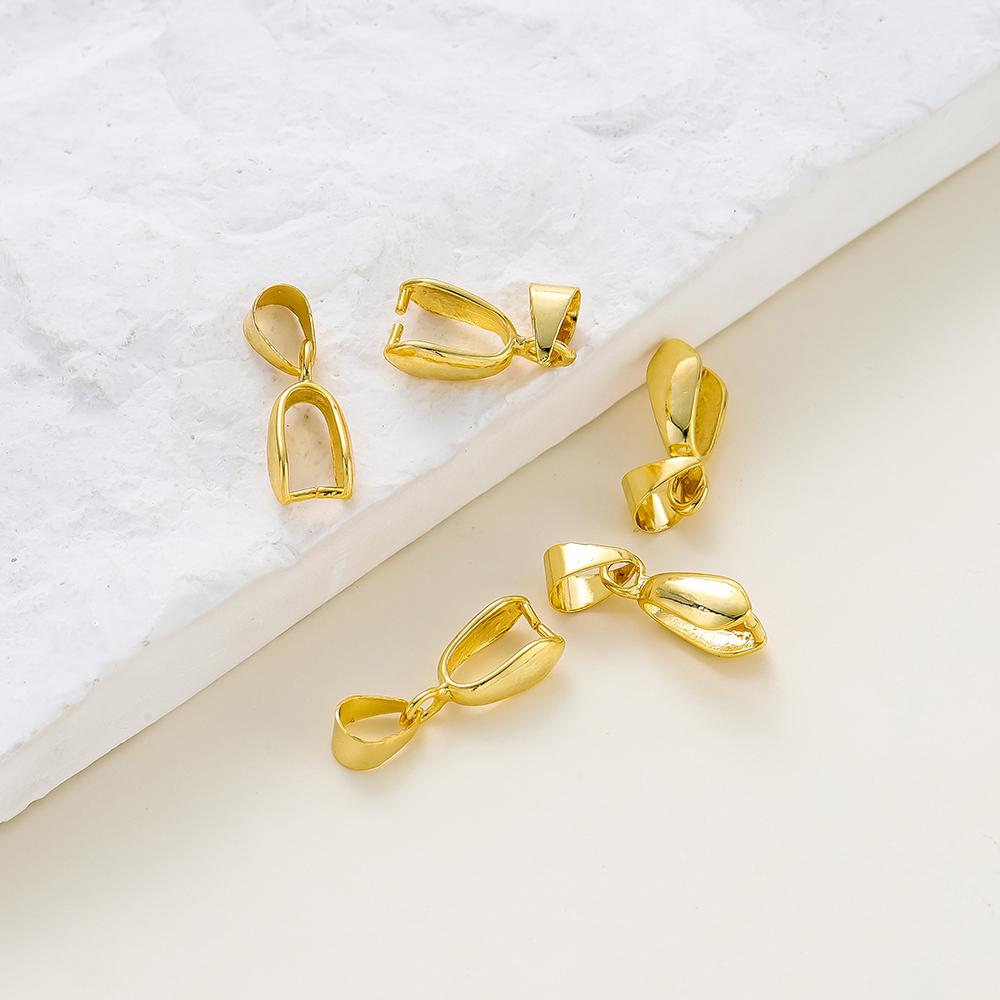 30 stuks/zak 14K 18K Verguld Knijp Hanger Oogje Messing Sluitingen Met Clip Hanger Haken Connector Ketting Maken Onderdelen