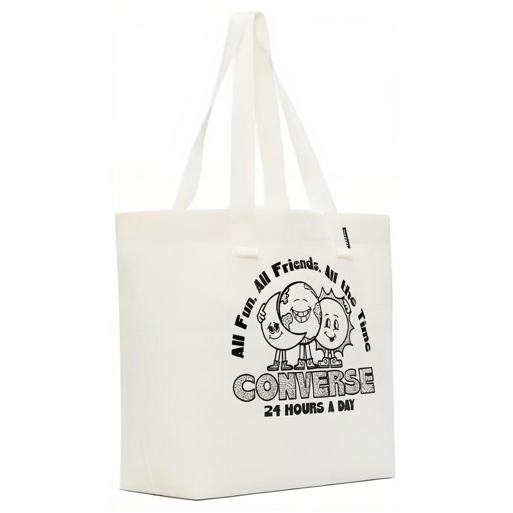 New Converse Polyester Tote Bag, Shopping Bag, Shoulder Bag, Handbag Regular Unisex Ecru 10025535-A01