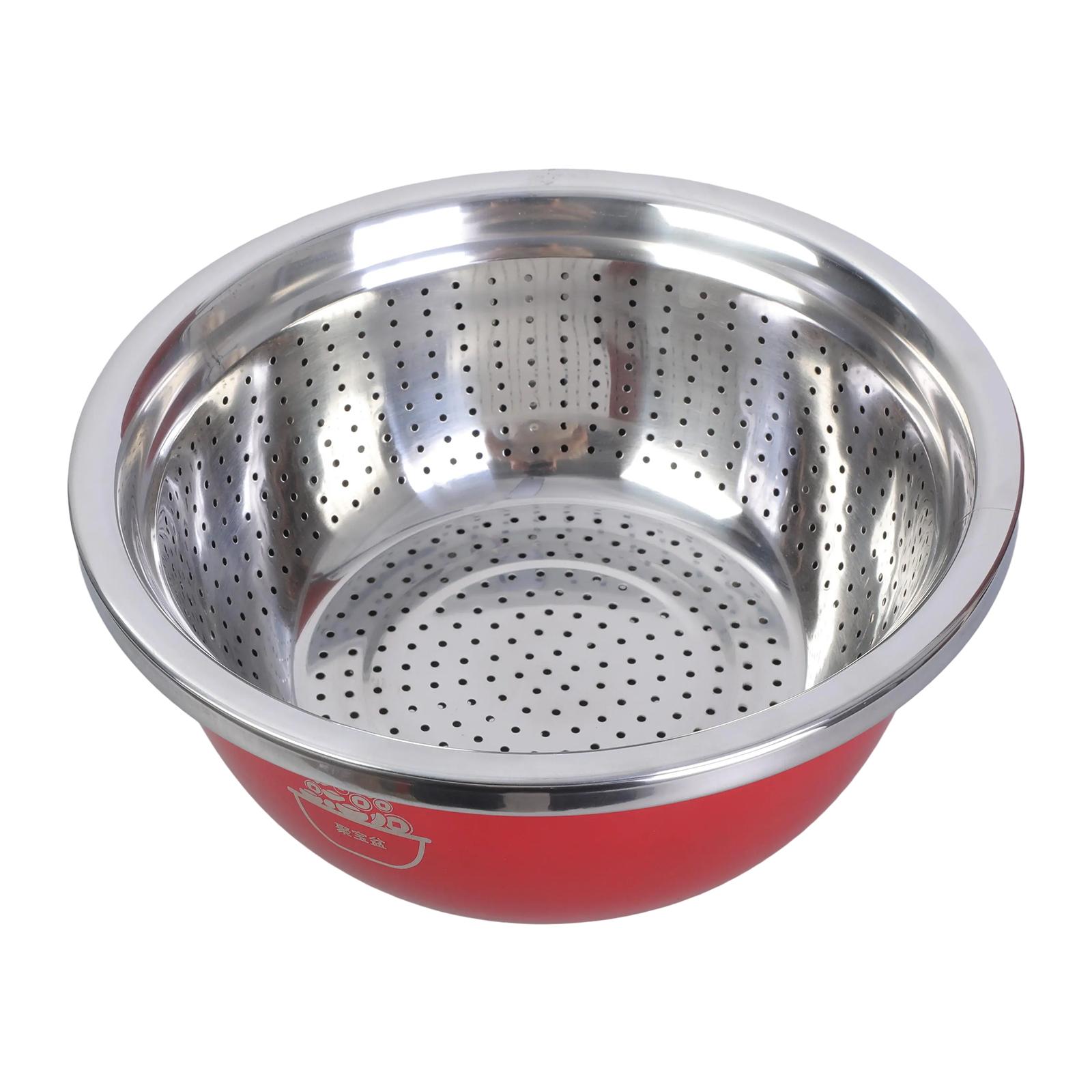 

Многофункциональный таз из нержавеющей стали с утолщенной конструкцией, миска для слива продуктов с крышкой для эффективного использования на кухне C