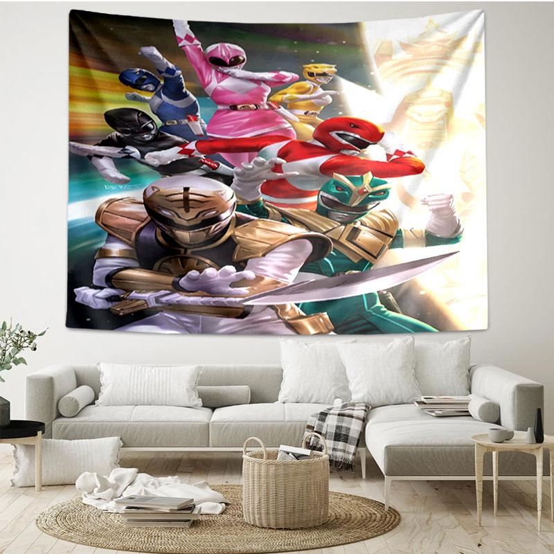 Mighty Morphin Power Rangers Print Tapestry - Portable Wall Decor Cloth, for Home, Dorm, Travel, Bedroom, Living Room - Ideal Birthday Housewarming Gi