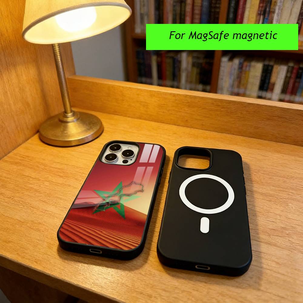 M-Moroccan Flag Phone Case For iPhone17,16,15,14,13,12,11 Plus,Pro Magnetic with Magsafe Wireless Charging