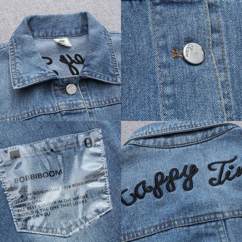 Frauen Vintage Revers Zipper Denim Jacke Neue Frühling Herbst Dame High Street Lose Kurzen Mantel Outwear