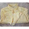 Elegant Yellow and White Vertical Striped Shirt for Women, Spring Blouse with Sun Protection, Beach Sunscreen Shirt