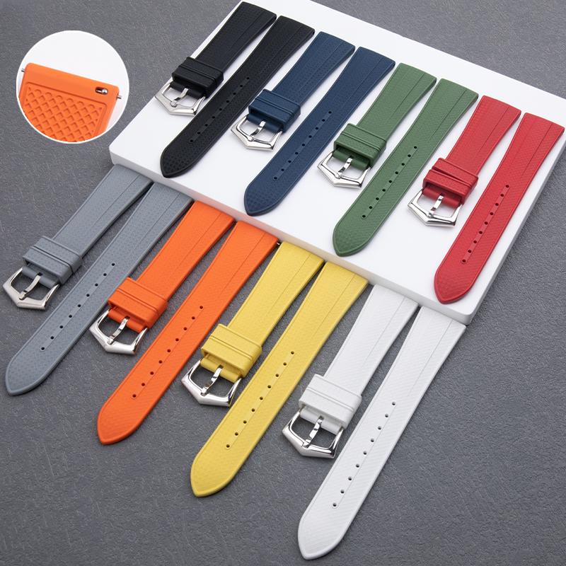 Imported Fluororubber Watchband Soft FKM Rubber Watch Band 20/22mm Wristband Folding Pin Buckle Fit For Patek Philippe Watchband