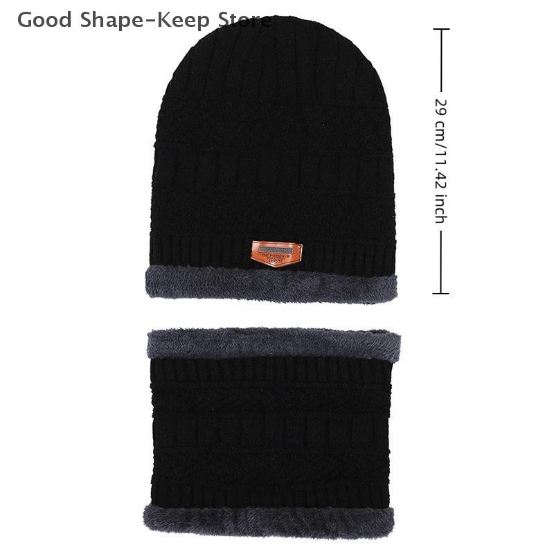 1Set Winter Warm Hat Scarf Set For Men Women Outdoor Thickened Cycling Hats Scarf Fashion Windproof Cold-proof Scarf Cap