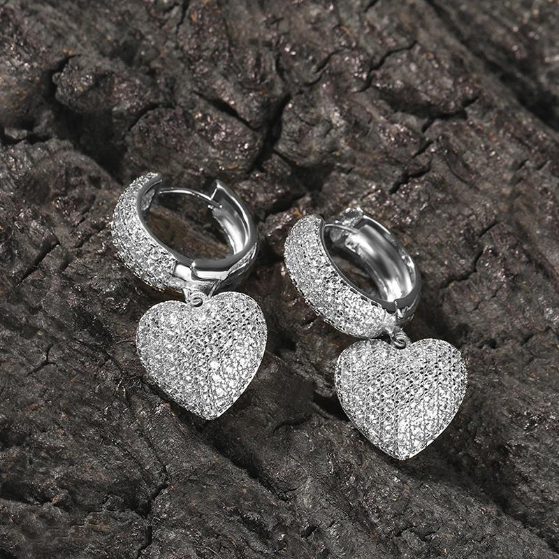 Huitan Noble Heart Drop Earrings for Women Romantic Dazzling Attractive Piercing Accessories Trendy Exquisite Wedding Jewelry