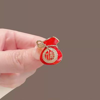Voller Glück Brosche Festliches Rot Glückstasche Korsage Tide Anzug Mantel Anstecknadel Accessoires Neues Geschenk