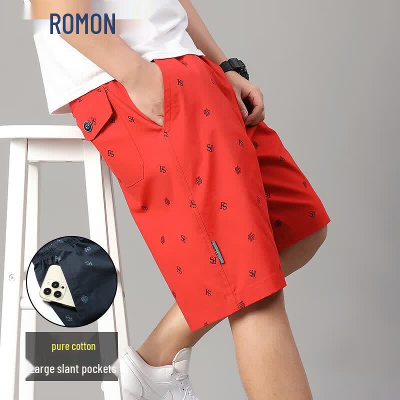 ROMON Men s Loose Fit Printed Cargo Beach Shorts 2XL