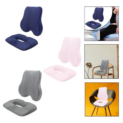 Versatile Soft Seat Cushion and Backrest Pillow Ergonomic Support for Desk Chair Garden Armchair Car Seat and Travel