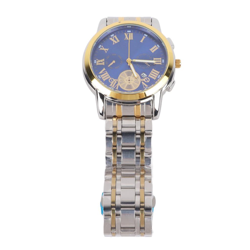 Men Wrist Watch Waterproof Stainless Steel Strap Watch with Watchband Remover for Office Travel Gold