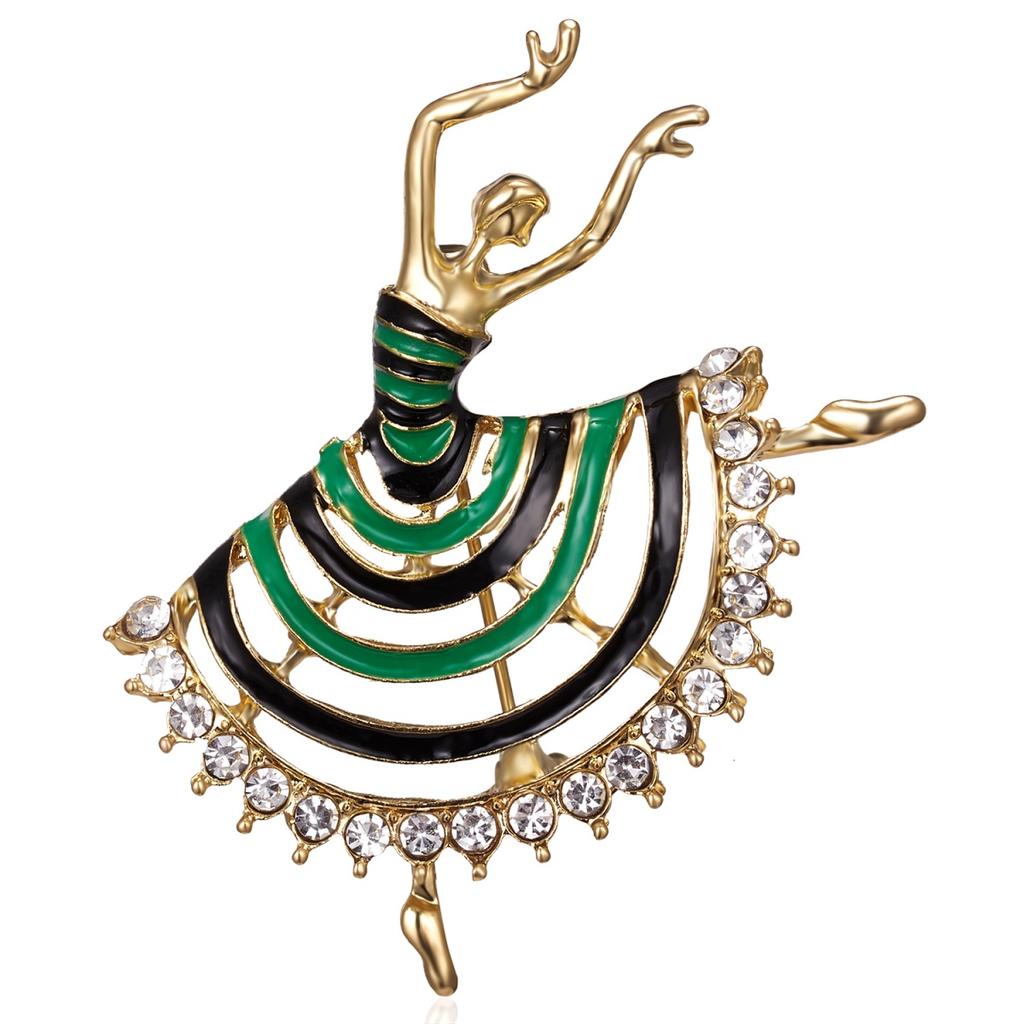 Temperament Dancing Fairy Girls Brooch For Women Men Artistic Cute Rhinestone Ballet Gymnastics Beauty Lady Pins Wedding Jewelry