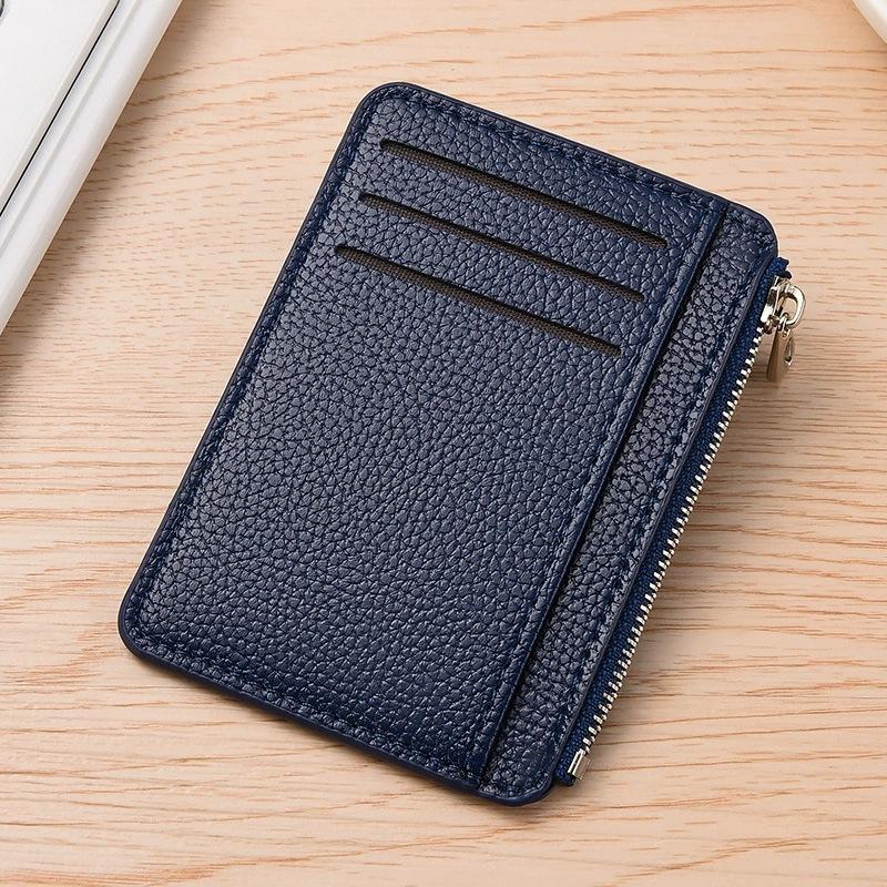 Zipper Coin Purse Simple Multi-Card Slots Wallet Pu Leather Card Holder Lightweight Change Pouch For Women Men Daily Use