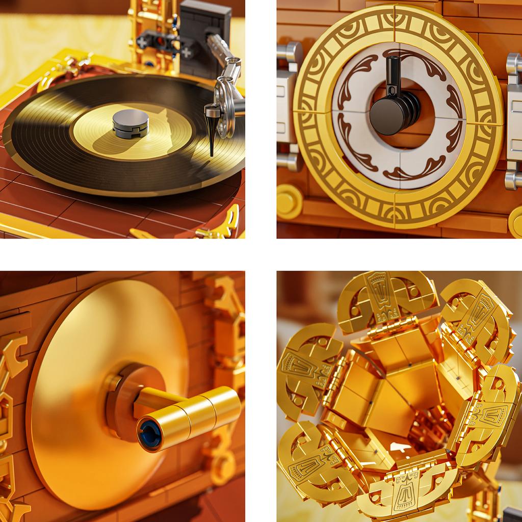 1011 ks Retro gramofon Stavebnice Hračky Model Gramofonu Skládačka Kostky Hračky Pro Děti Stolní Ozdoba Dárky