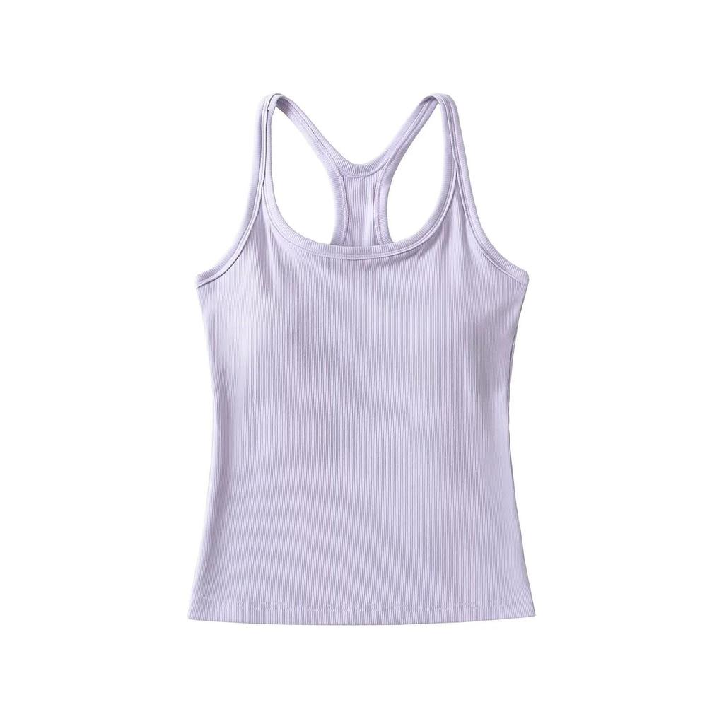 Women's Padded Racerback Tank Top: High Elasticity, Trendy, Perfect for Sports & Fitness.