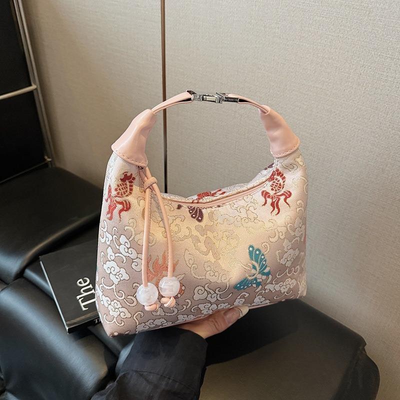 Embroidered Canvas Bag Women's Summer New Fashion Niche Shoulder Messenger Bag Portable Dumpling Bag