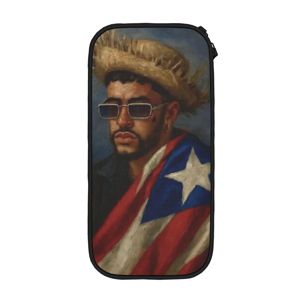 Bad Bunny Puerto Rico Singer Pencil Cases Fun Pen Holder Bag Student Large Storage Office Zipper Pencilcases