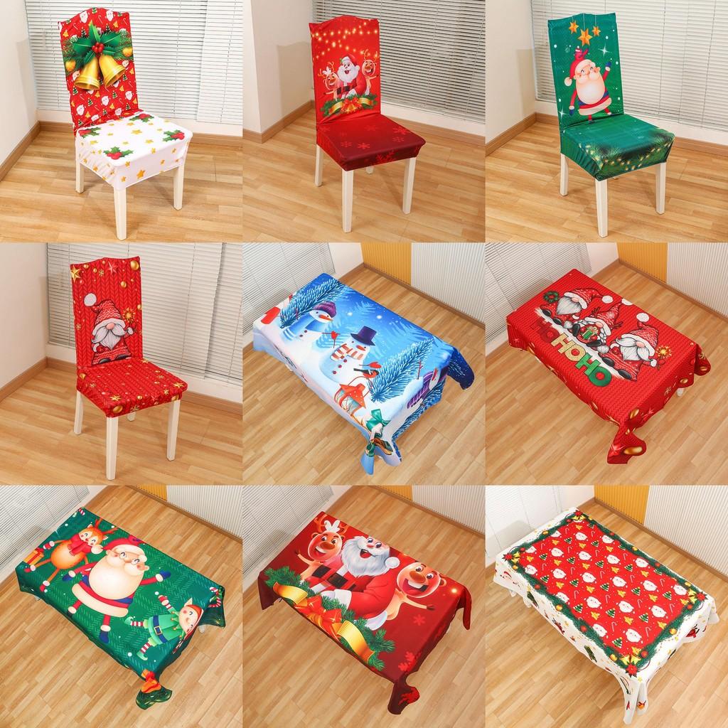 Santa Cartoon Christmas Claus Print Chair Covers Tablecloths Family Festivities