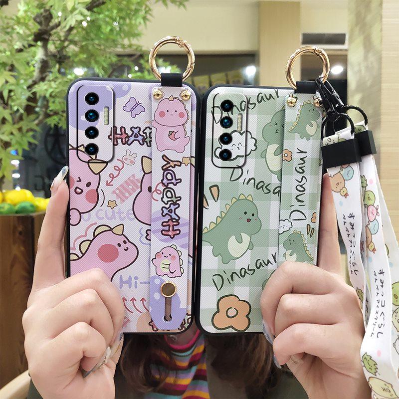 Protective Wristband Phone Case For Tecno Camon17P Kickstand Back Cover Ring Anti-knock Anti-dust Fashion Design Cute
