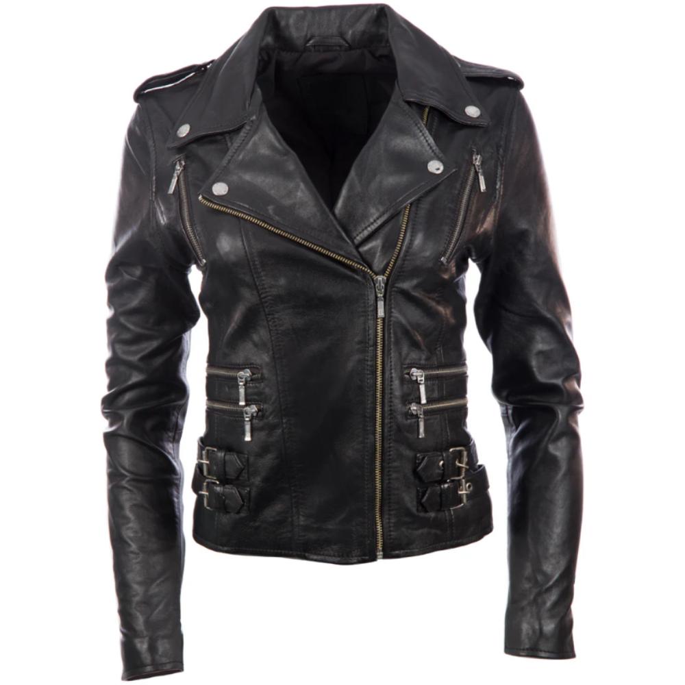 Aviatrix Women's Black Real Leather Jacket (Agsm) - Cm
