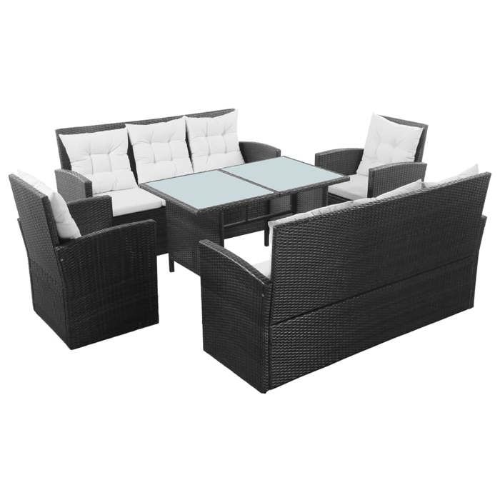 VidaXL Salon de jardin 5 pcs avec coussins Résine tressée Noir
