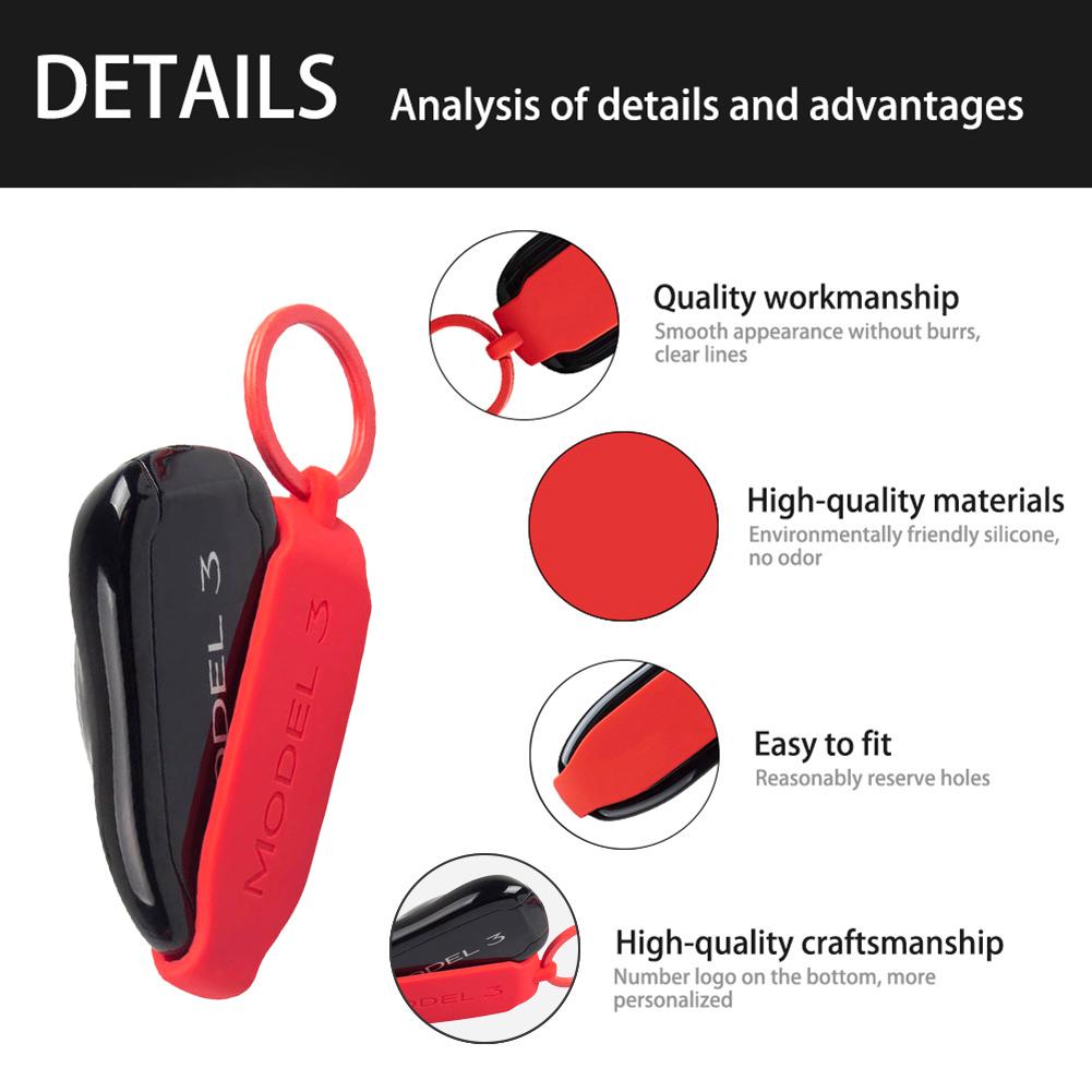 Schlüsselanhänger-Halterung aus Silikonband, kratzfeste Silikonbandhülle, Schutzhülle, weiche Schutzhülle für Autoschlüssel, passend für Tesla Model 3 und Model Y