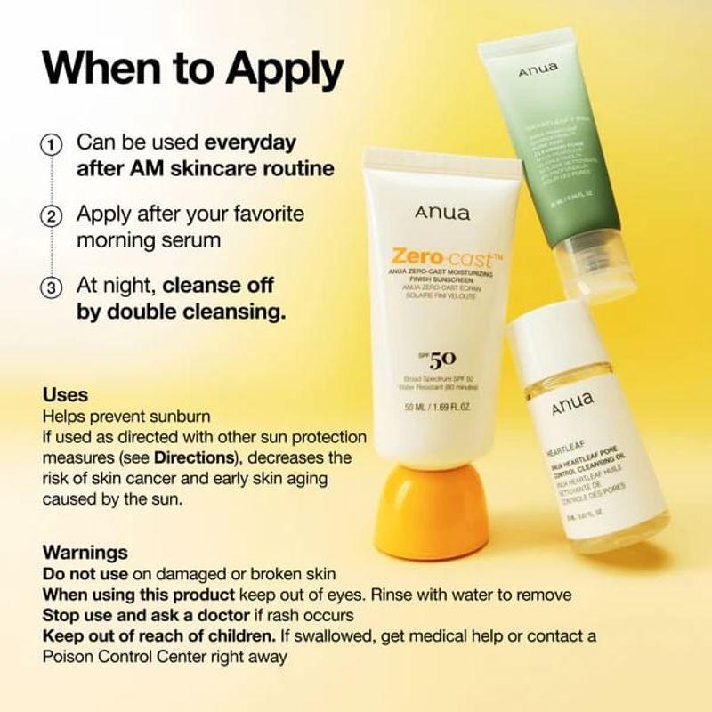 Anua - Zero-Cast Moisturizing Finish Sunscreen