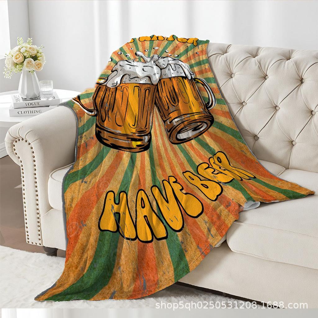 Beer Festival Theme Pattern Printed Blanket for Bed Travel Camping Living Room Office Conditioning Blanket for All Seasons Gifts