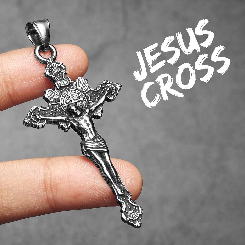 Jesus Kreuz Exorzismus Amulette Edelstahl Herren Halsketten Anhänger Kette Punk für Damen Modeschmuck Geschenke Großhandel