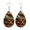 2 Pairs Vibrant Marbled Pattern PU Leather Earrings Fashion Earrings Holiday Gifts for Friends Party Fashion Accessories