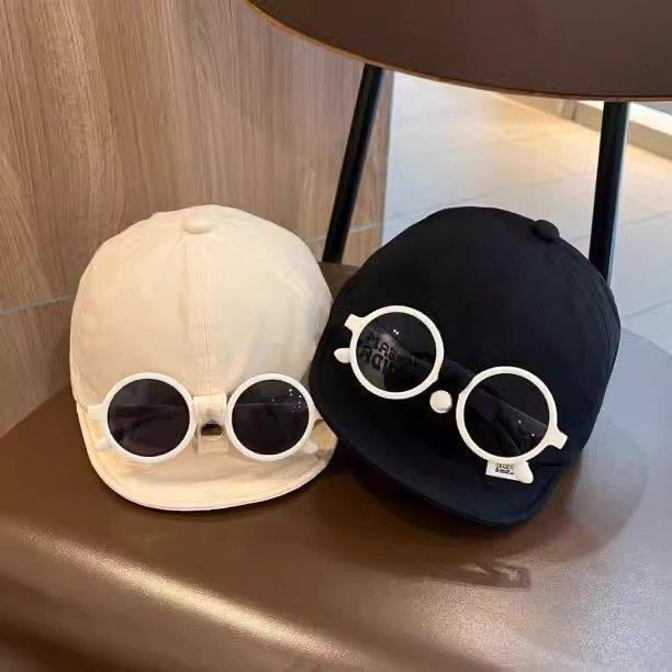 Unisex Children's Soft Brim Spring/Summer Hat with Detachable Glasses - Korean Style Toddler Baseball Cap