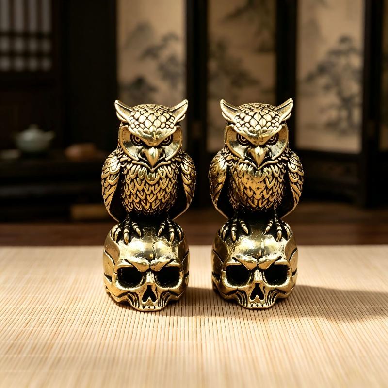 Owl Brass Ornament Handmade Creative Small Craft Unique Gift For Home Desk Boho Luxury Home Decor Figurine