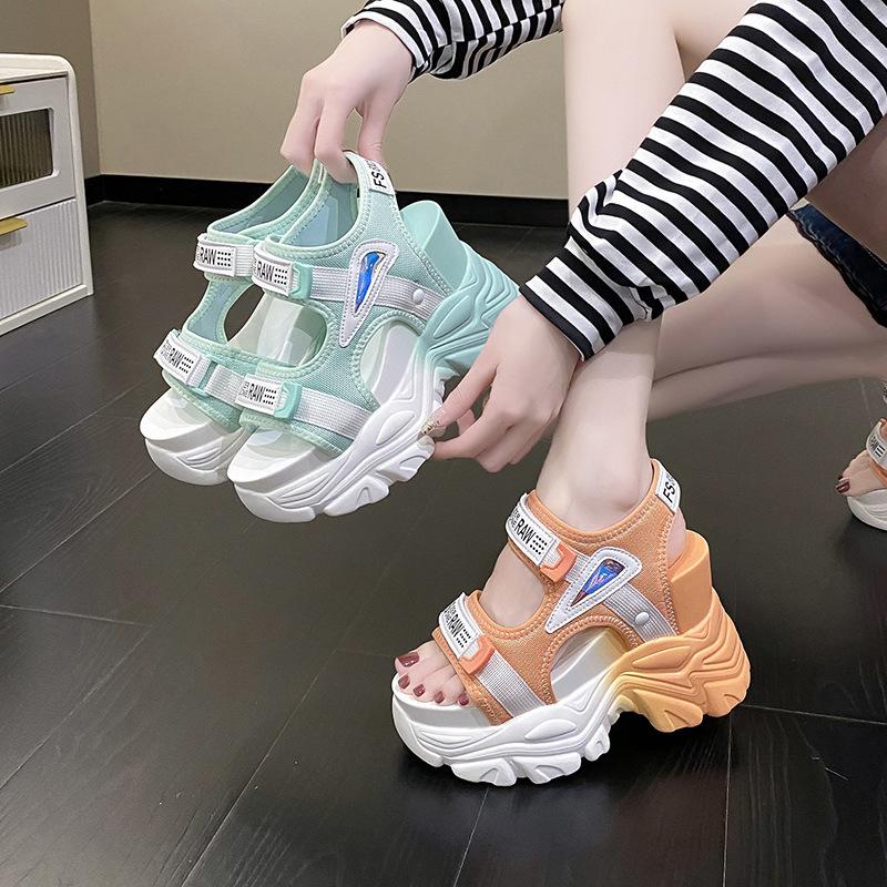 Fashion Platform Sandals Women 2025 New Summer Chunky Peep Toe High Heels Female Wedges Shoes for Women Fish Toe Red Sandalia