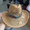 Cowboyhoed mode uitgesneden western cowboy handgeweven harde zomer saffier accessoires neutraal Cowboyhoed zonnehoed sombrero koe