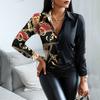 Blouses Woman Casual Office Print Shirts Autumn Fashion Button Long Sleeve White Shirt Elegant Patchwork Slim Tops Women
