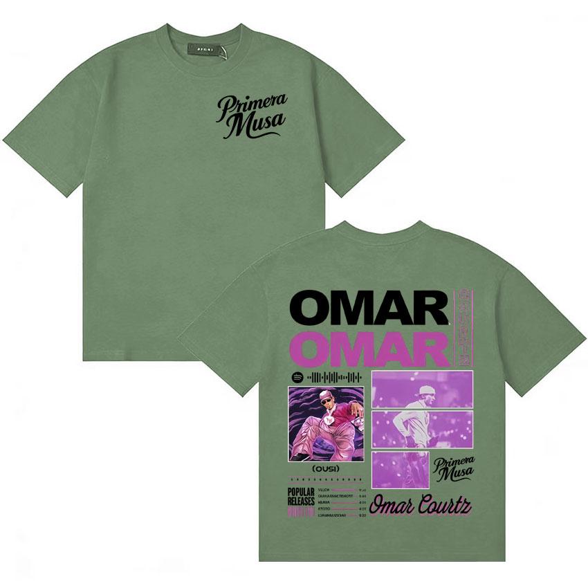 

2026 Rapper Omar Courtz Primera Musa Gothic Unisexs Womens Double Sided T Shirts Oversized Cotton Vintage Pop Short Sleeve Tshirt 4XL