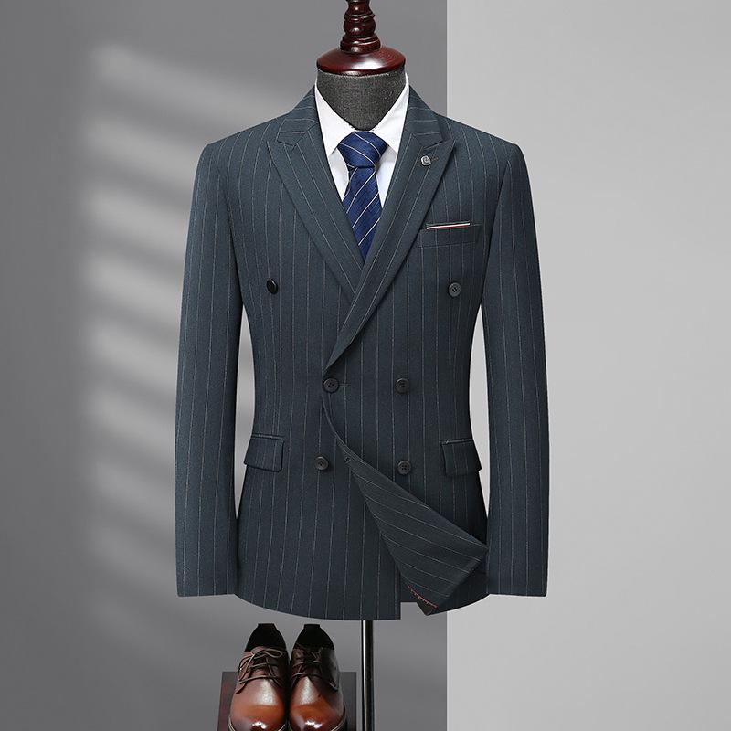 Men's Plus Size Double-Breasted Tuxedo Set with Peak Lapel - Wedding Three-Piece Suit
