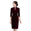 Brand Velvet Plus Size Cheongsam Evening Dress for Middle-Aged Women - Wedding & Banquet