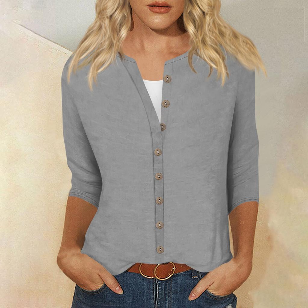 T-shirt ample à imprimé à manches 3/4 et col rond pour femme