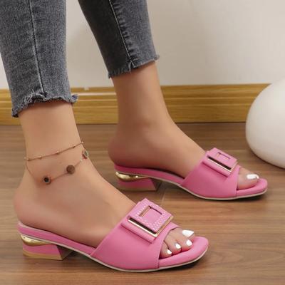 Fashion Women's Summer Comfortable Low Heels for Outdoor Wear Slippers Luxury Designer Women Slip On Square Toe Party Sandals