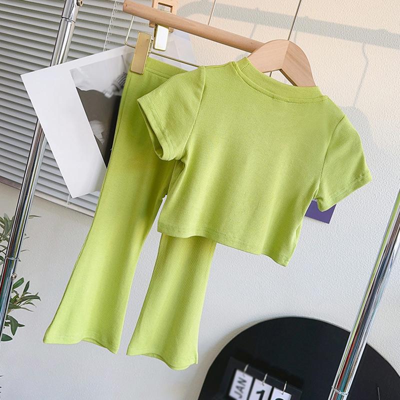Summer Girls Clothes Sets Toddler Short Sleeve T-Shirt Tops+Pants Kit Cute Children Top +Trousers Casual Clothes 2pcs Outfits