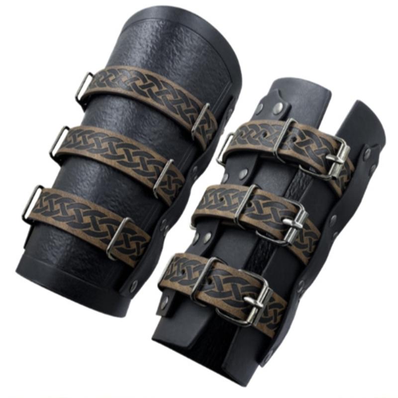 1pair Leather Gauntlet Wristband Vintage Mens Armguards Hammers Wide Wristband for Knights and Renaissances Participants