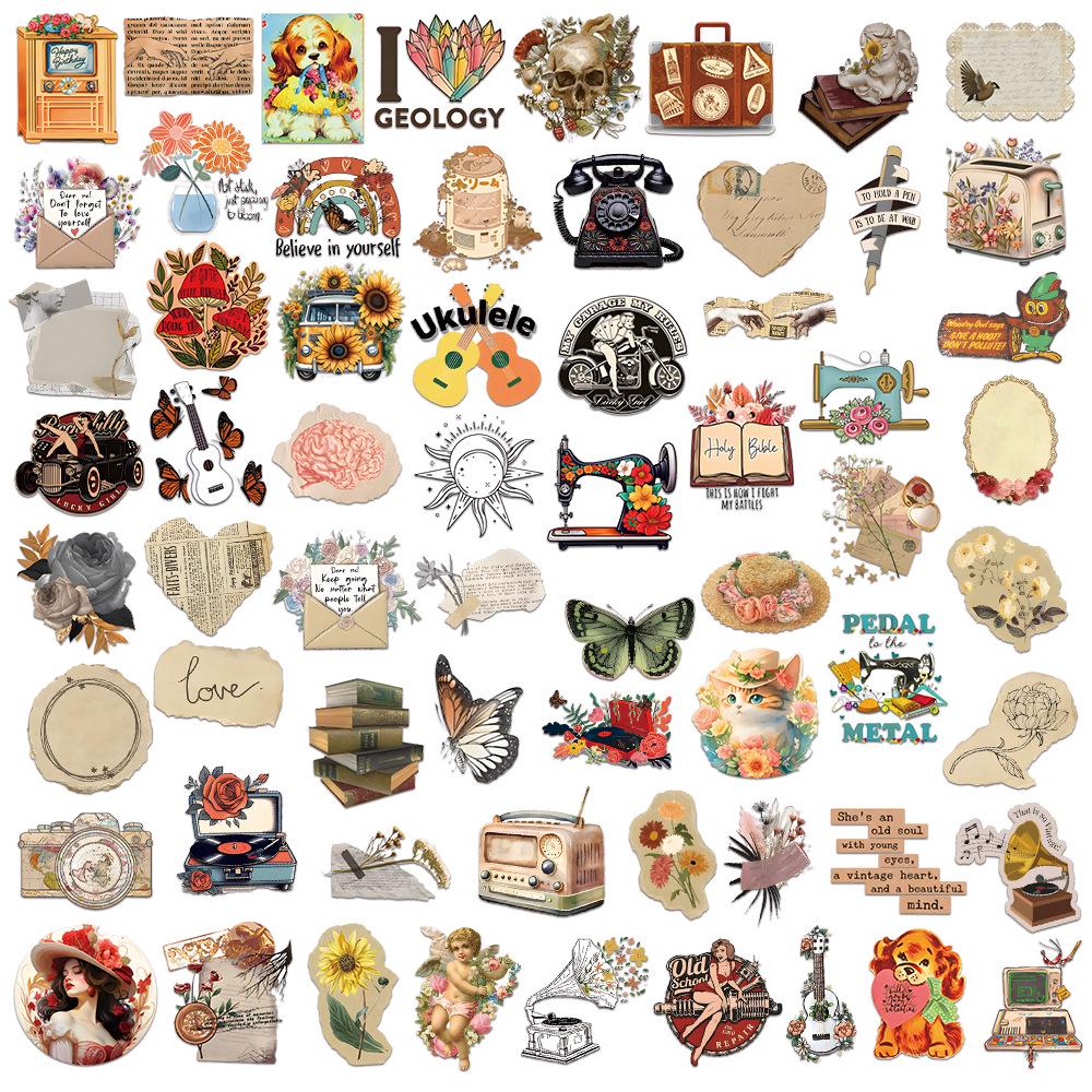 

64 Канцелярские принадлежности в ретро-тематике любви и водонепроницаемые наклейки для журналов, чехлов для телефонов, чашек, чемоданов