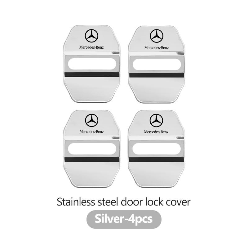 For Benz 4PCS Fashion Stainless Steel Car Covers Door Lock Protecting Cover Exclusive AMG W124 W203 W204 SPRINTER V CLASS VIANO